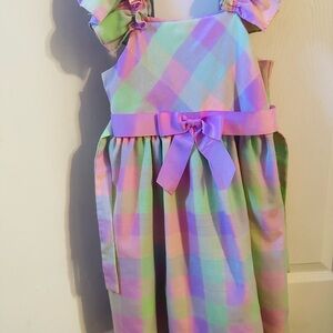 Bonnie Jean Pastel Plaid Dress in Mint, Lavender & Pink